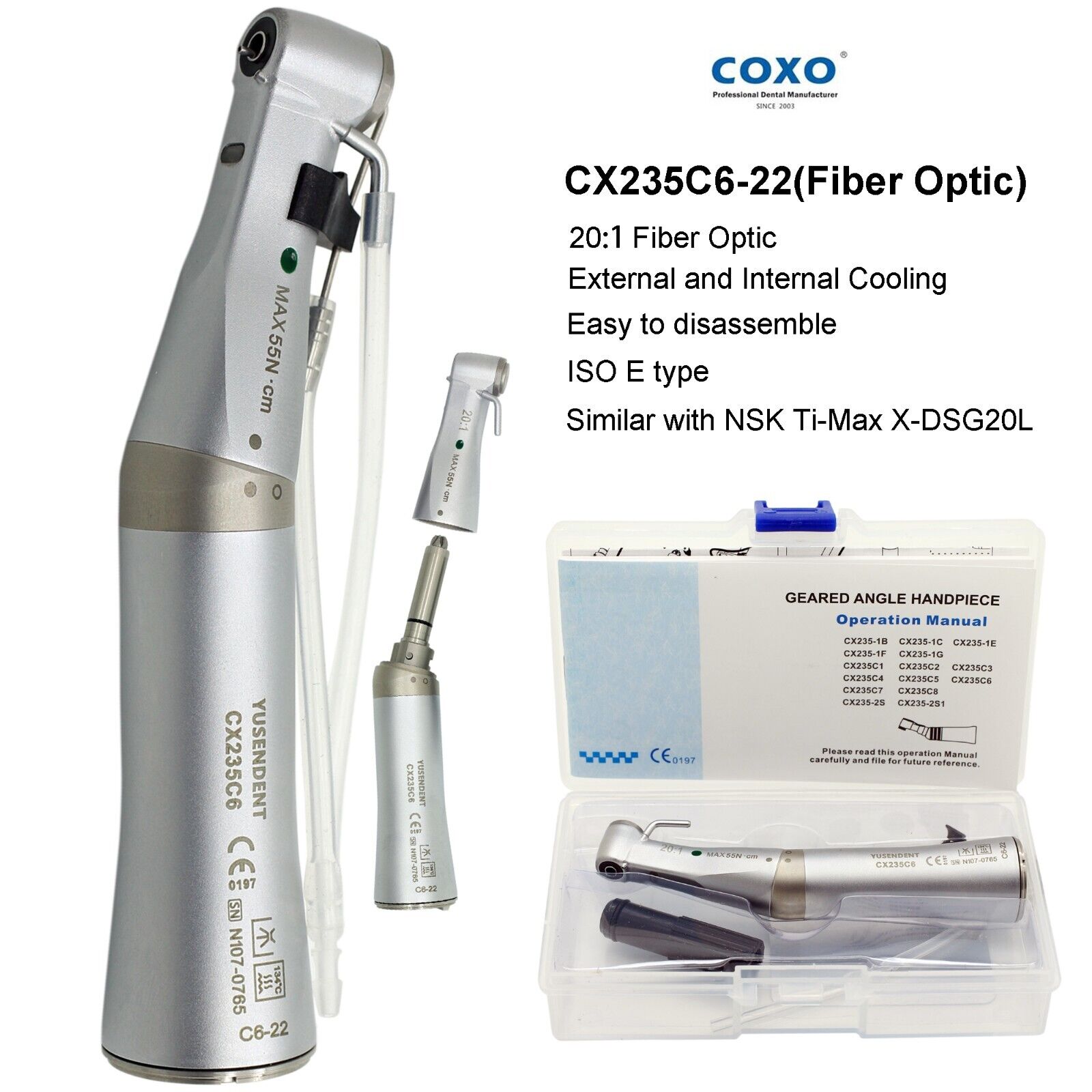 YUSENDENT COXO C-Sailor Pro+ Sistema de motor de implante dental con contraángulo LED de 2 piezas