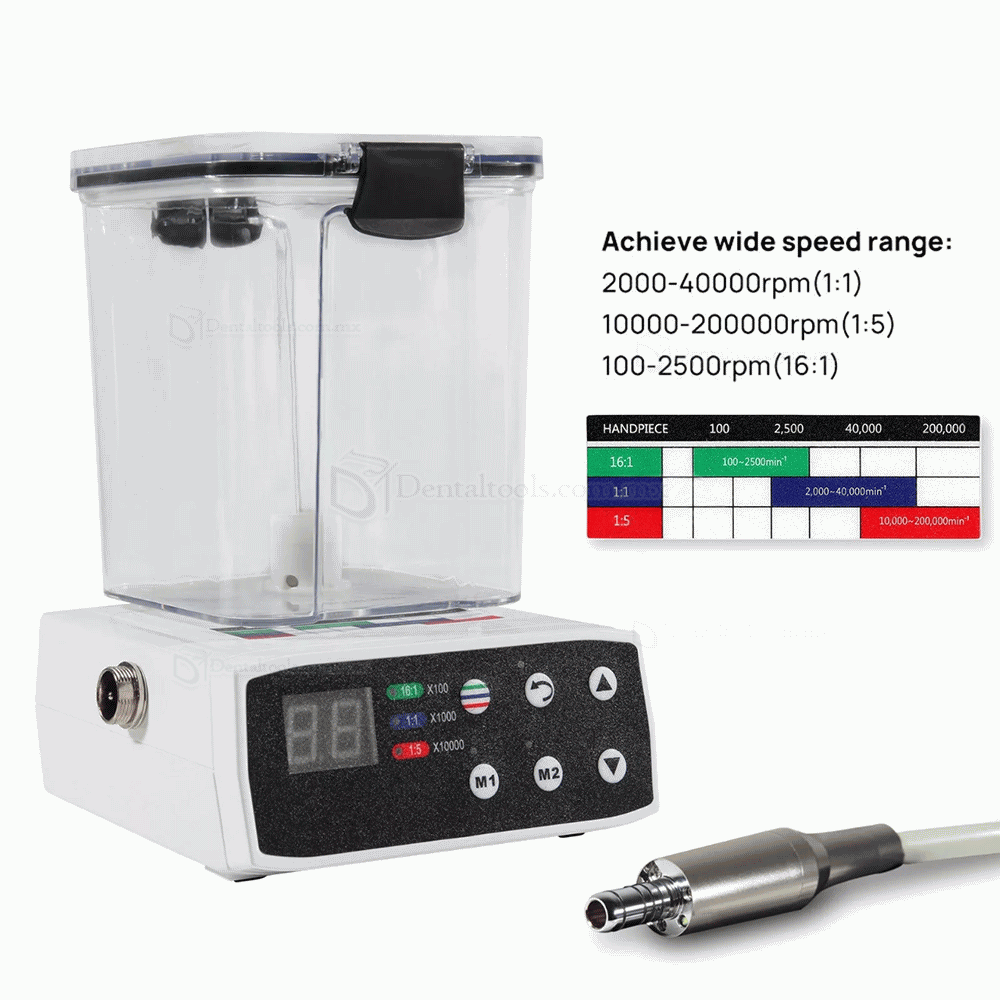 Motor dental eléctrico sin escobillas compatible con contraángulos 1:5/1:1/16:1 con botella de agua Motor dental eléctrico sin escobillas compatible con contraángulos 1:5/1:1/16:1 con botella de agua