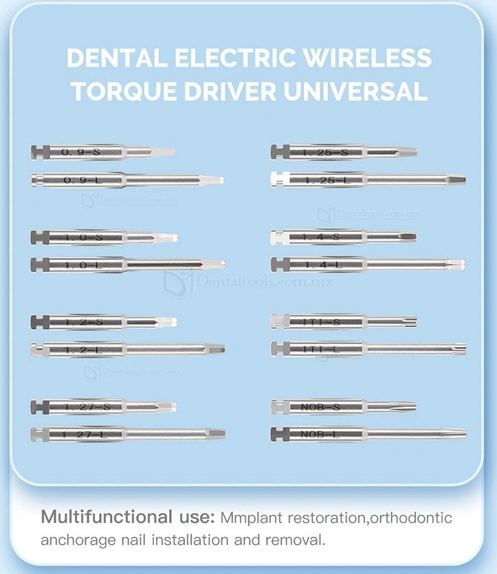 Kit de llave dinamométrica universal inalámbrica eléctrica para implantes dentales con 16 destornilladores