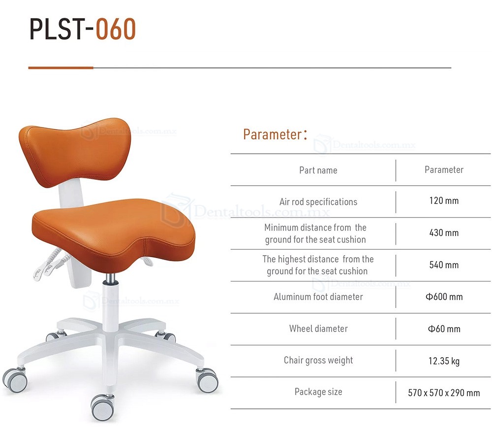 PLST-060 Ergonómico ajustable taburete dental con respaldo sillas para dentistas durabilidad y comodidad