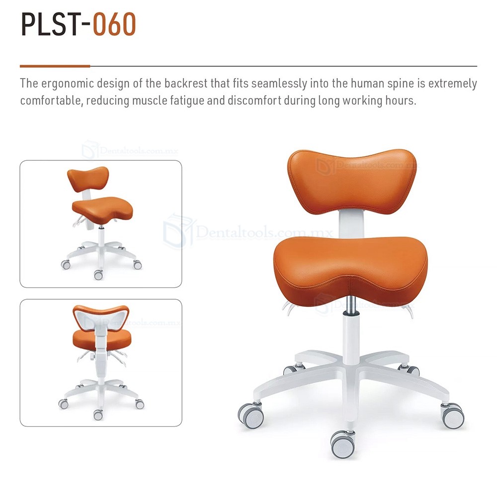 PLST-060 Ergonómico ajustable taburete dental con respaldo sillas para dentistas durabilidad y comodidad