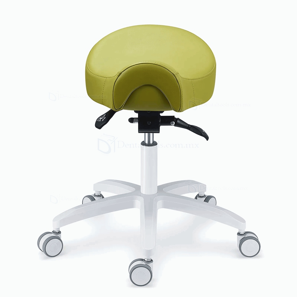 PLST-075 Taburete tipo silla de montar para higienistas dentales odontología cuero de microfibra