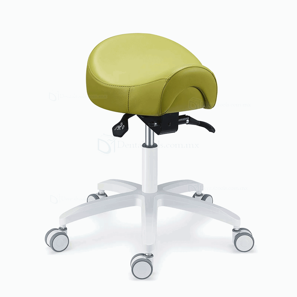 PLST-075 Taburete tipo silla de montar para higienistas dentales odontología cuero de microfibra