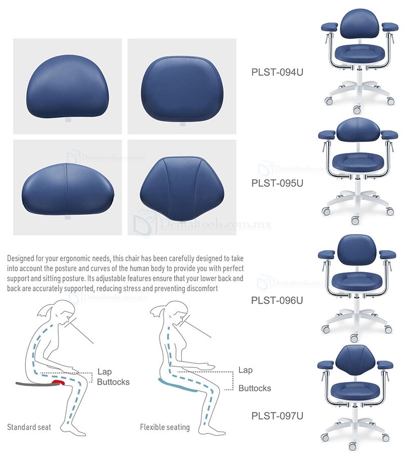 PLST-09 Serie Taburete ergonómico para microscopio dental con reposabrazos sillas para dentistas